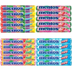 Caja 20 Mentos; 5 menta, 5 rainbow, 5 fruit y 5 fresa