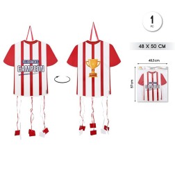 Piñata camiseta de fútbol roja y blanca
