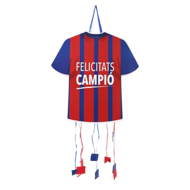 Piñata camiseta de fútbol azul y roja