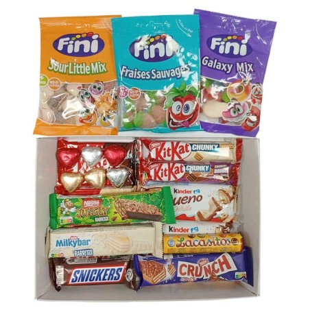 Cesta de chocolates y golosinas
