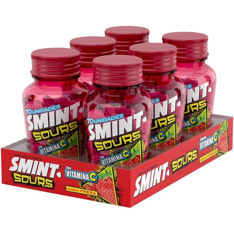 Smint Sours Fresa Sin Azúcar - 6 unidades de 49 gr.