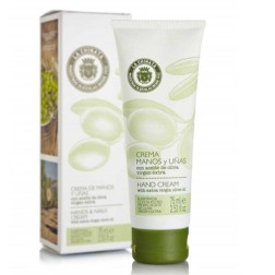 Tubo con crema de manos y uñas con aceite de oliva marca La Chinata