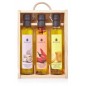 Estuche de madera con tres aceites condimentados Estuche de madera con tres aceites condimentados