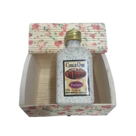 Baúl de flores con licor de orujo mini