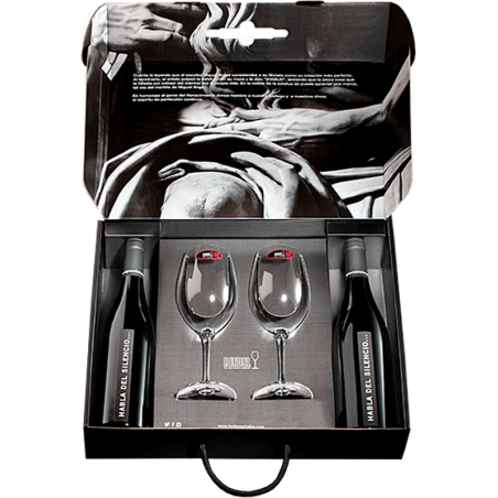 Estuche para regalo 2 Botellas Habla del Silencio y 2 copas Riedel