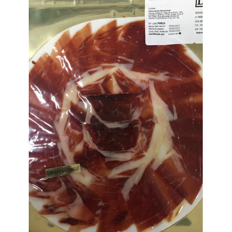 Plato jamón ibérico de cebo a cuchillo.