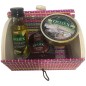 Baúl de colores con mermelada de cereza, AOVE y paté Baúl de colores con mermelada de cereza, AOVE y paté