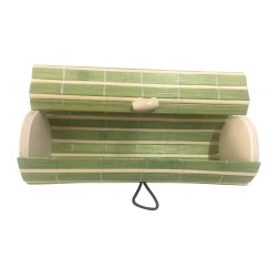 Baúl de madera mimbre beige-verde largo empresa