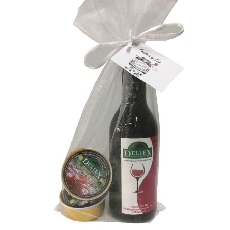 Pack empresa miniatura Vino Extremeño con dos monodosis de paté para eventos