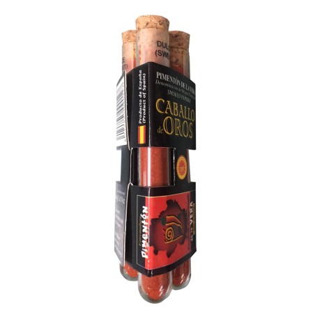 Pimentón de la Vera mini pack triple dulce, agridulce y picante para profesionales