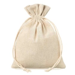 Saco de lino beige 14,3 x 19 cm