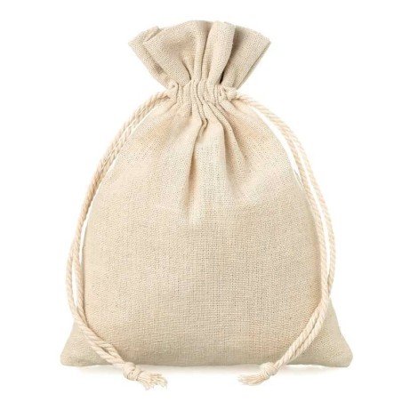 Saco de lino beige 14,3 x 19 cm