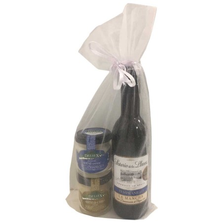 Regalo para empresas de vino con tarros de queso