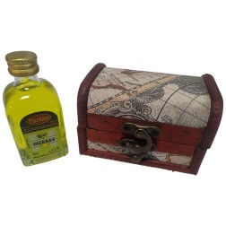 Baúl mapa con licor hiebas 5 cl para invitados