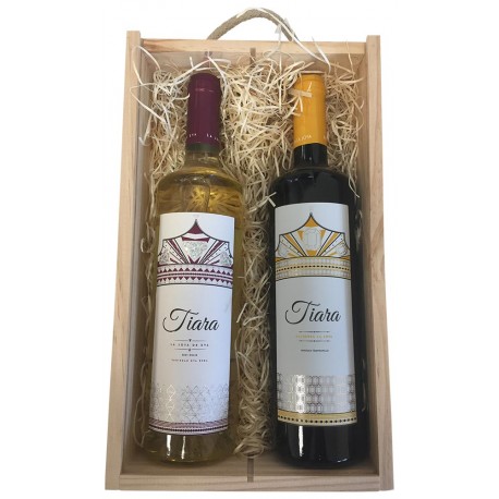 Caja de madera con vinos Tiara