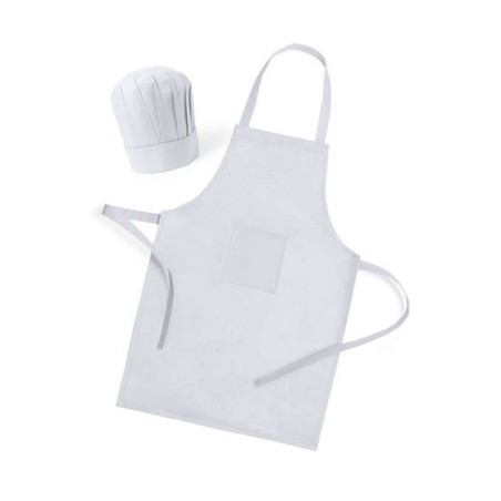 Delantal y Gorro de Cocinero para Niño Regalo Infantil (Blanco)