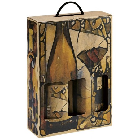 Comprar caja con motivos de vid para presentación de vinos baratos