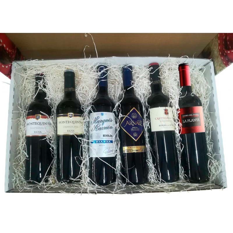 Cesta navidad 6 botellas Rioja y Duero para regalar Cesta navidad 6 botellas Rioja y Duero para regalar