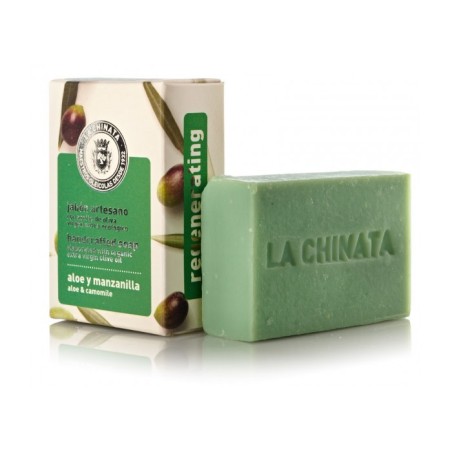 Jabon Artesanal Regenerador Aloe Manzanila, producto cosmetica natural