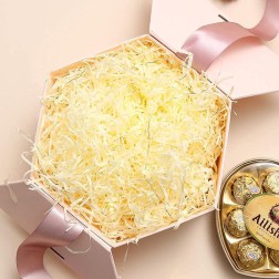 Virutas de papel para rellenar regalos 500 gramos color amarillo