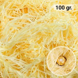 Virutas de papel para rellenar regalos 100 gramos color amarillo