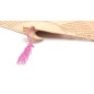 Abanico calado madera Con cinta pompom Abanico calado madera Con cinta pompom