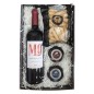 Económica Cesta con vino y pates para navidad. Económica Cesta con vino y pates para navidad.