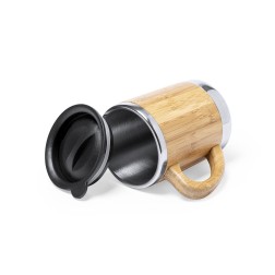 Taza de material Bambú y acero inox termica