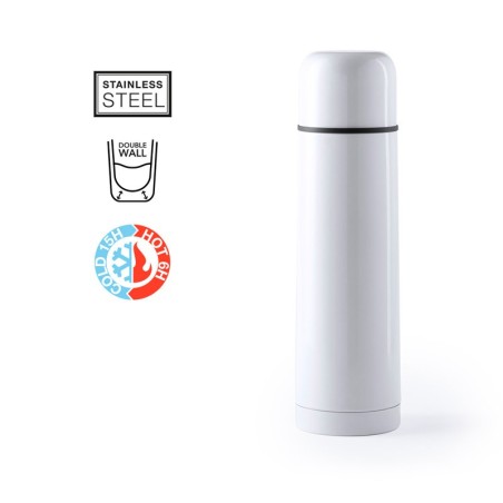 Termo Blanco con Taza en Acabado Brillante