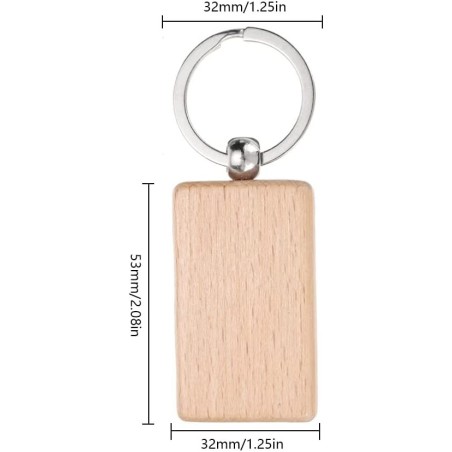 Llavero con plaquita rectangular de madera
