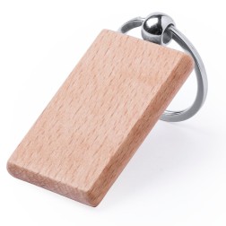 Llavero con plaquita rectangular de madera