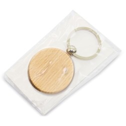 Llavero con plaquita rectangular de madera