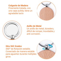 Llavero con plaquita rectangular de madera