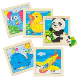 Conjunto de 5 puzles infantiles en madera.