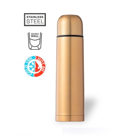 Termo Dorado con Taza en Acabado Brillante
