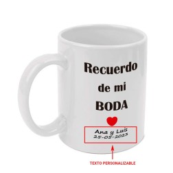 Taza personalizada "recuerdo de mi boda"