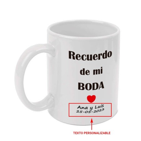Taza personalizada "recuerdo de mi boda"