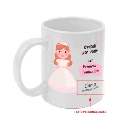 Taza personalizada comunión de niña. "Recuerdo de mi comunión"