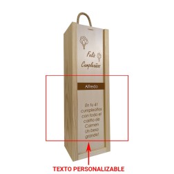 Caja de madera 1 botella personalizable para cumpleaños