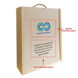 Caja de madera de 3 botellas personalizable para empresas