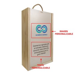 Caja de madera de 2 botellas personalizable como regalo de empresa