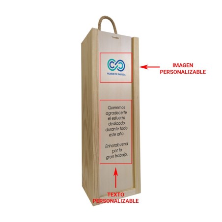 Caja de madera 1 botella personalizable como regalo de empresa