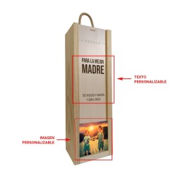 Caja de madera 1 botella personalizable para madre