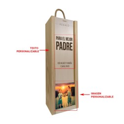 Caja de madera 1 botella personalizable para padre