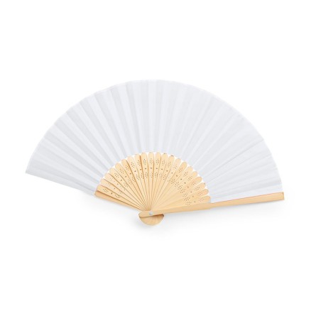 Abanico plegable blanco de bambú