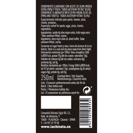AOVE condimentado de Trufa 250 ml.