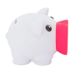 Cerdito hucha blanco con morrito fucsia