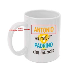 Taza personalizada con el mensaje "El mejor padrino del mundo"