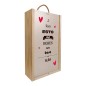 Caja de madera para 2 botellas personalizable con tu nombre. Modelo "Si lees esto me debes un beso".
