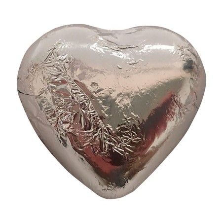 Bombón con forma de corazón plateado o dorado